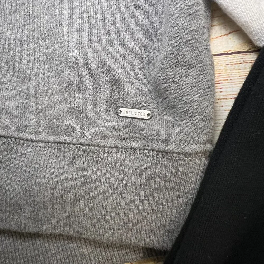 Hollister Gray Black White Colorblock Crop‎ Sweatshirt Mock Neck Womens Small